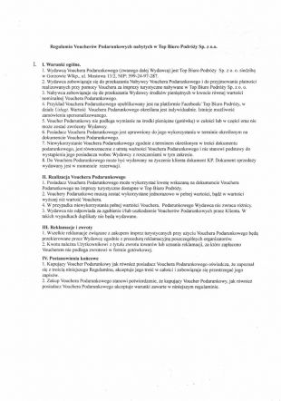 Regulamin Voucherów Podarunkowych nabytych w TOP Biuro Podróży sp. zo.o.