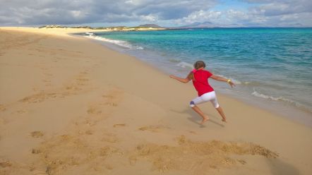 Plaże przed Corralejo,przesuwające się wydmy.